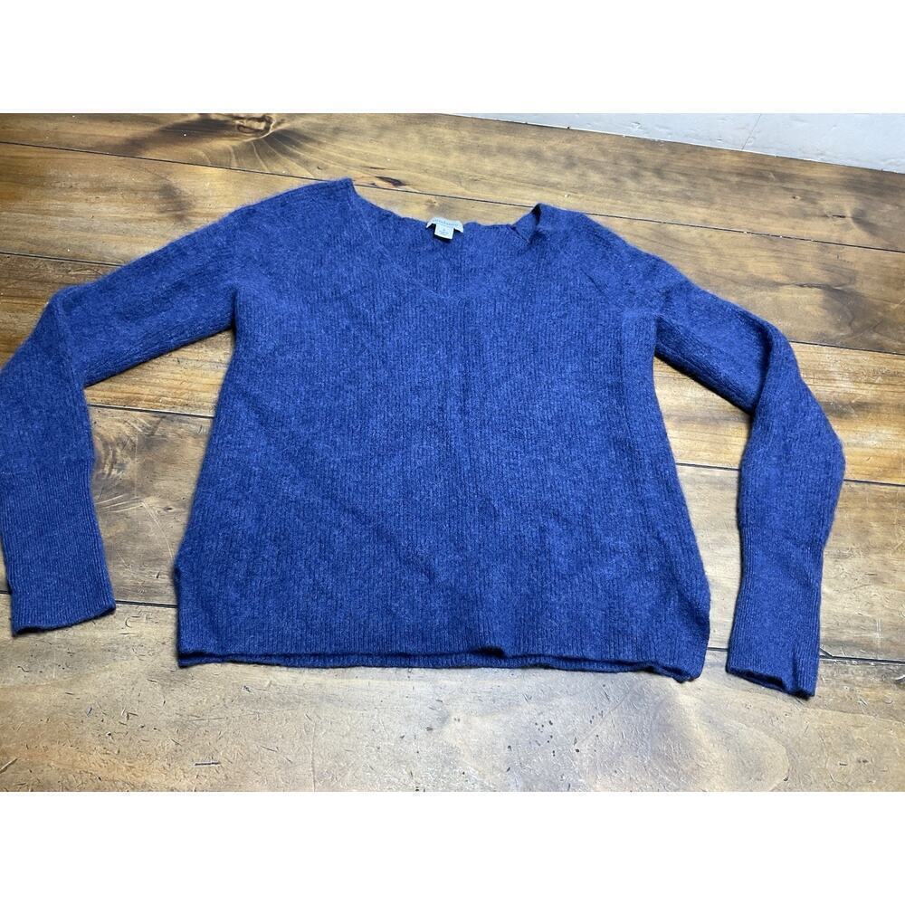 Sundance Women's Blue Cashmere V-Neck Raglan Sleeve Pullover Sweater Size Small
